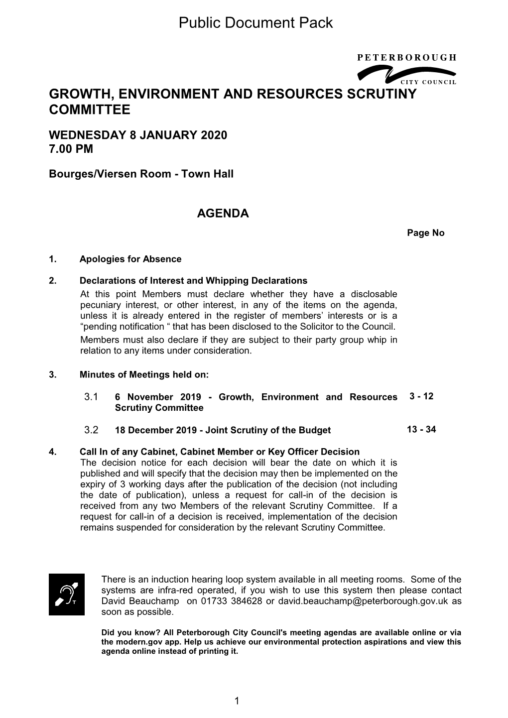 (Public Pack)Agenda Document for Growth, Environment and Resources Scrutiny Committee, 08/01/2020 19:00