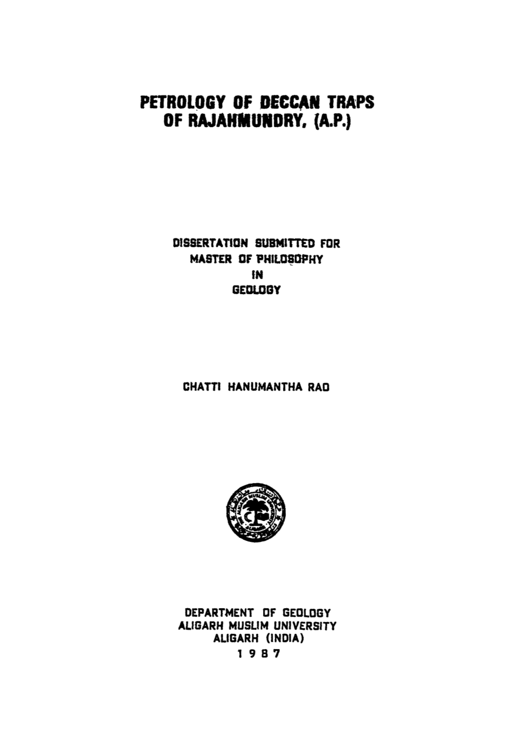 PETROLOGY of DEGCAN TRAPS of Rajamhutidry