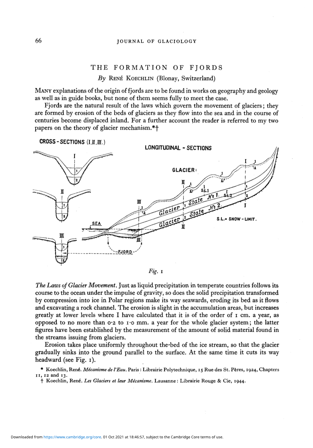 66 Journal of Glaciology the Formation of Fjords Many