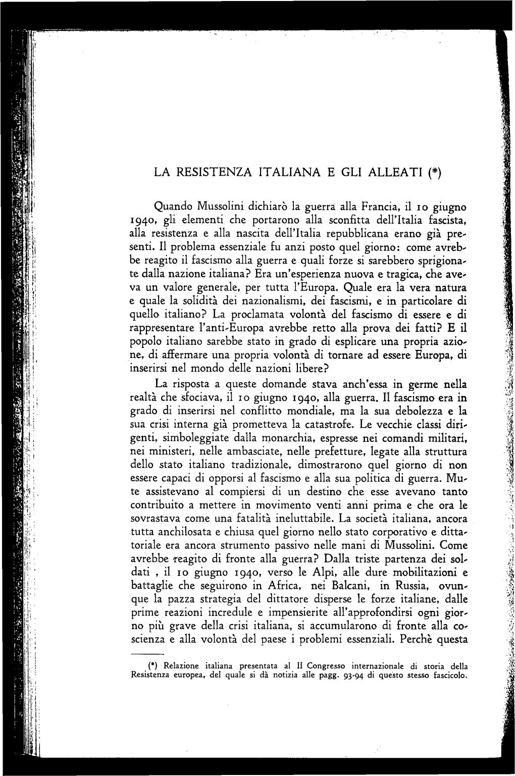 La Resistenza Italiana E Gli Alleati (*)