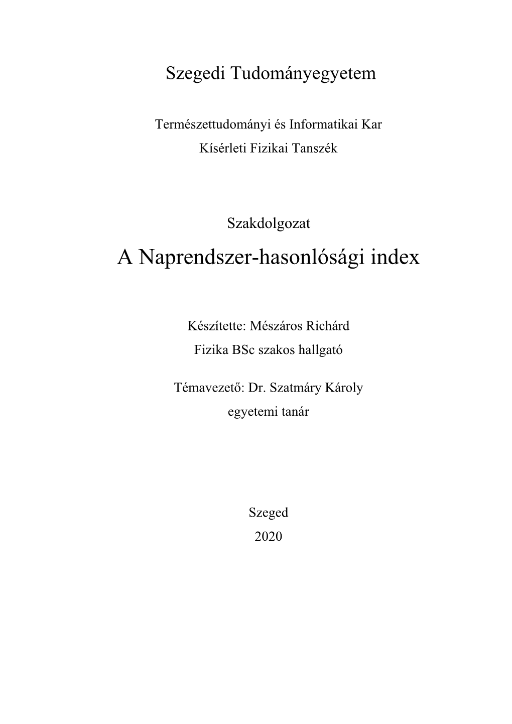 A Naprendszer-Hasonlósági Index