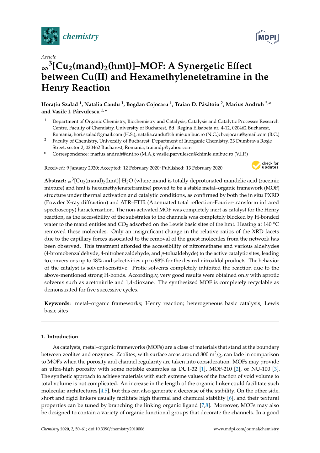 [Cu2(Mand)2(Hmt)]–MOF: a Synergetic Effect Between Cu(II)