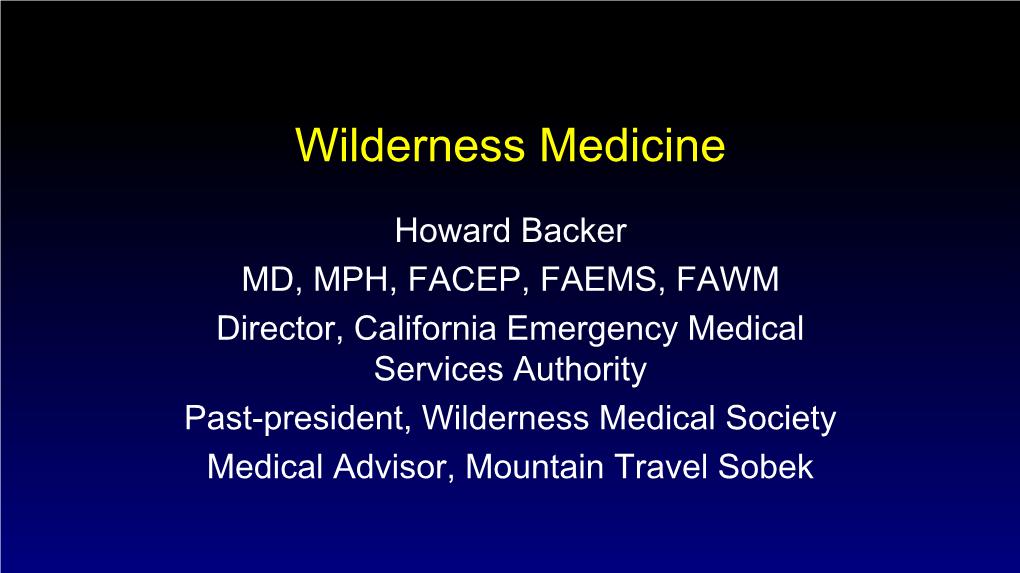 Wilderness Medicine