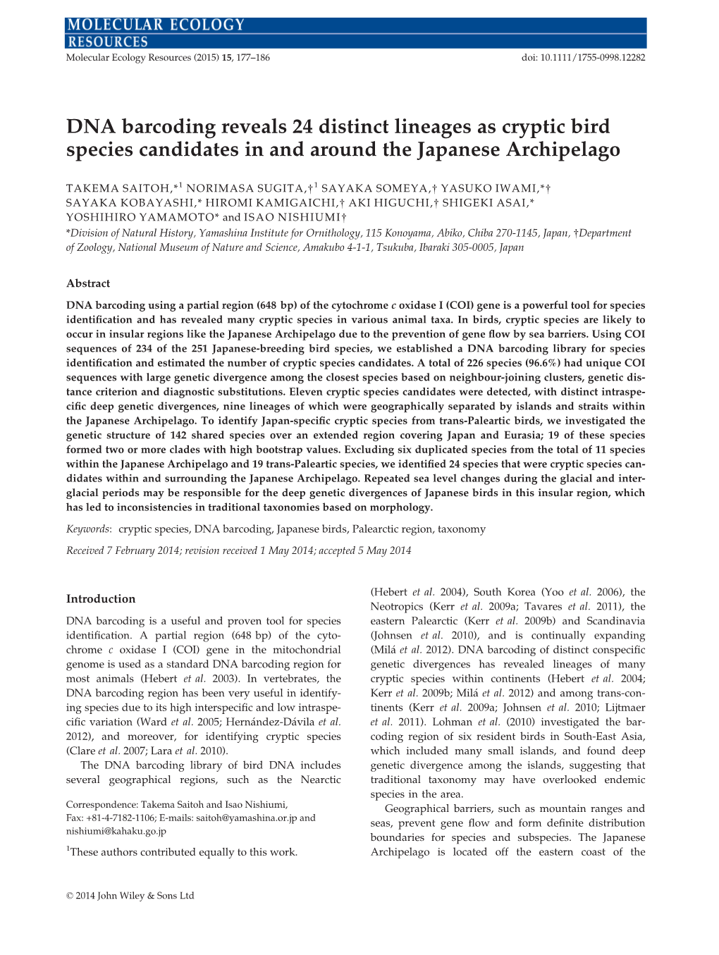 DNA Barcoding Reveals 24 Distinct Lineages As Cryptic Bird Species Candidates in and Around the Japanese Archipelago