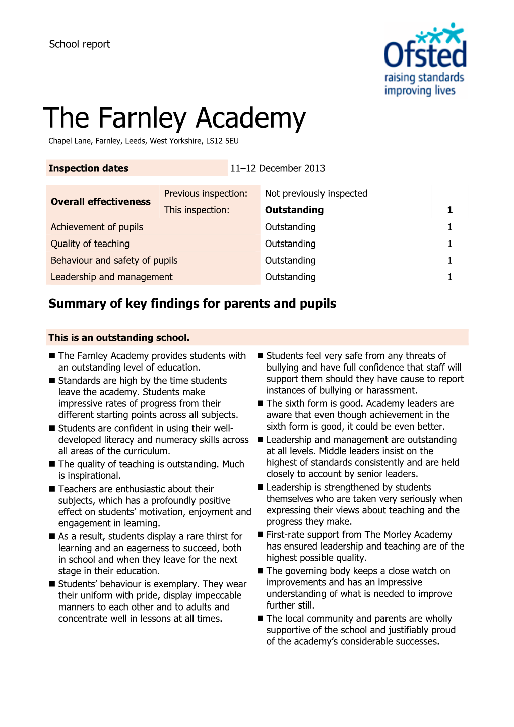 The Farnley Academy Chapel Lane, Farnley, Leeds, West Yorkshire, LS12 5EU