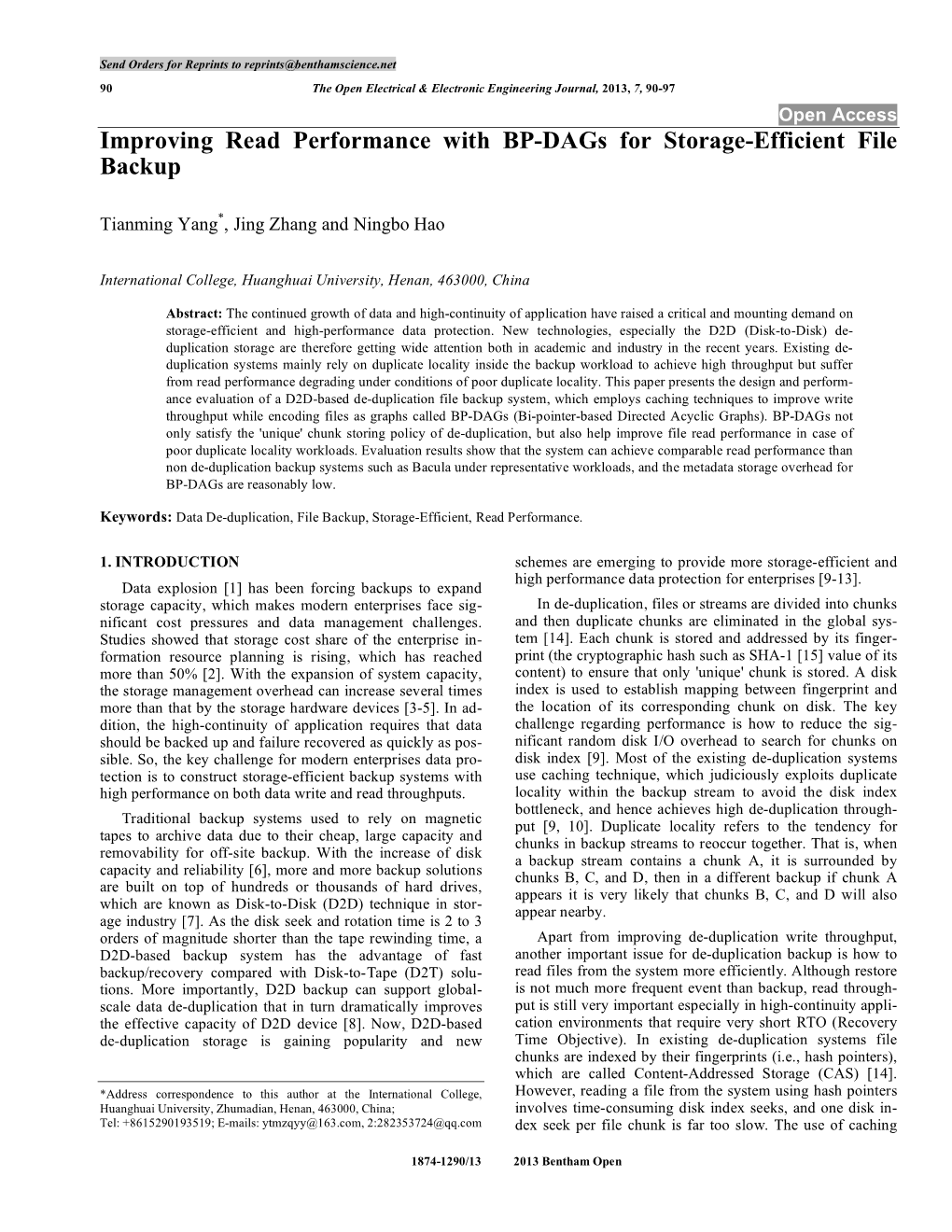 Improving Read Performance with BP-Dags for Storage-Efficient File Backup