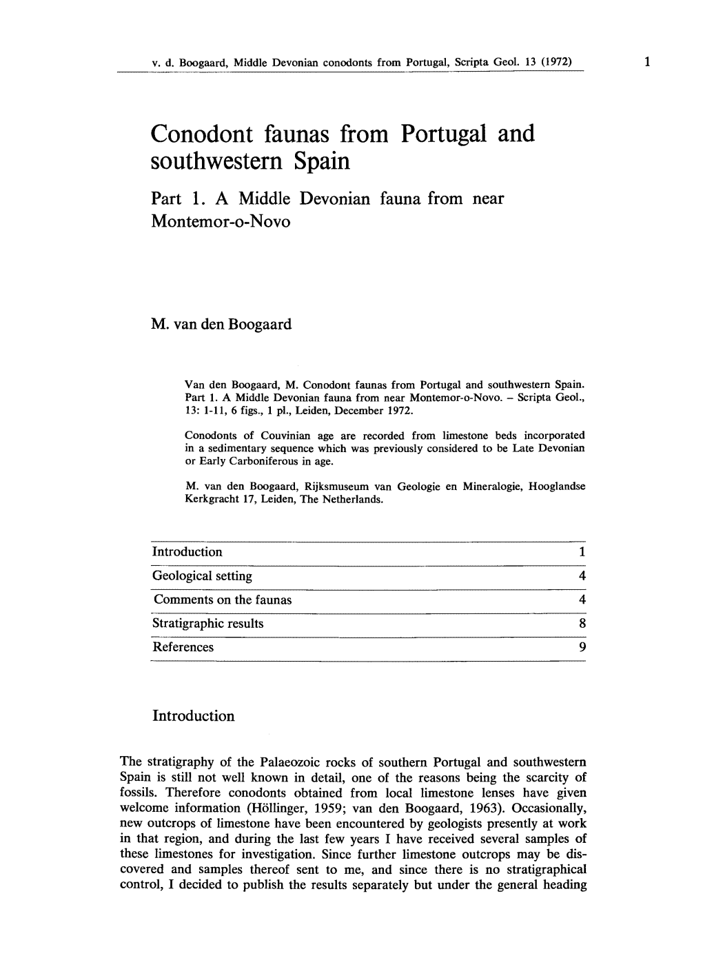 Conodont Faunas from Portugal and Southwestern Spain