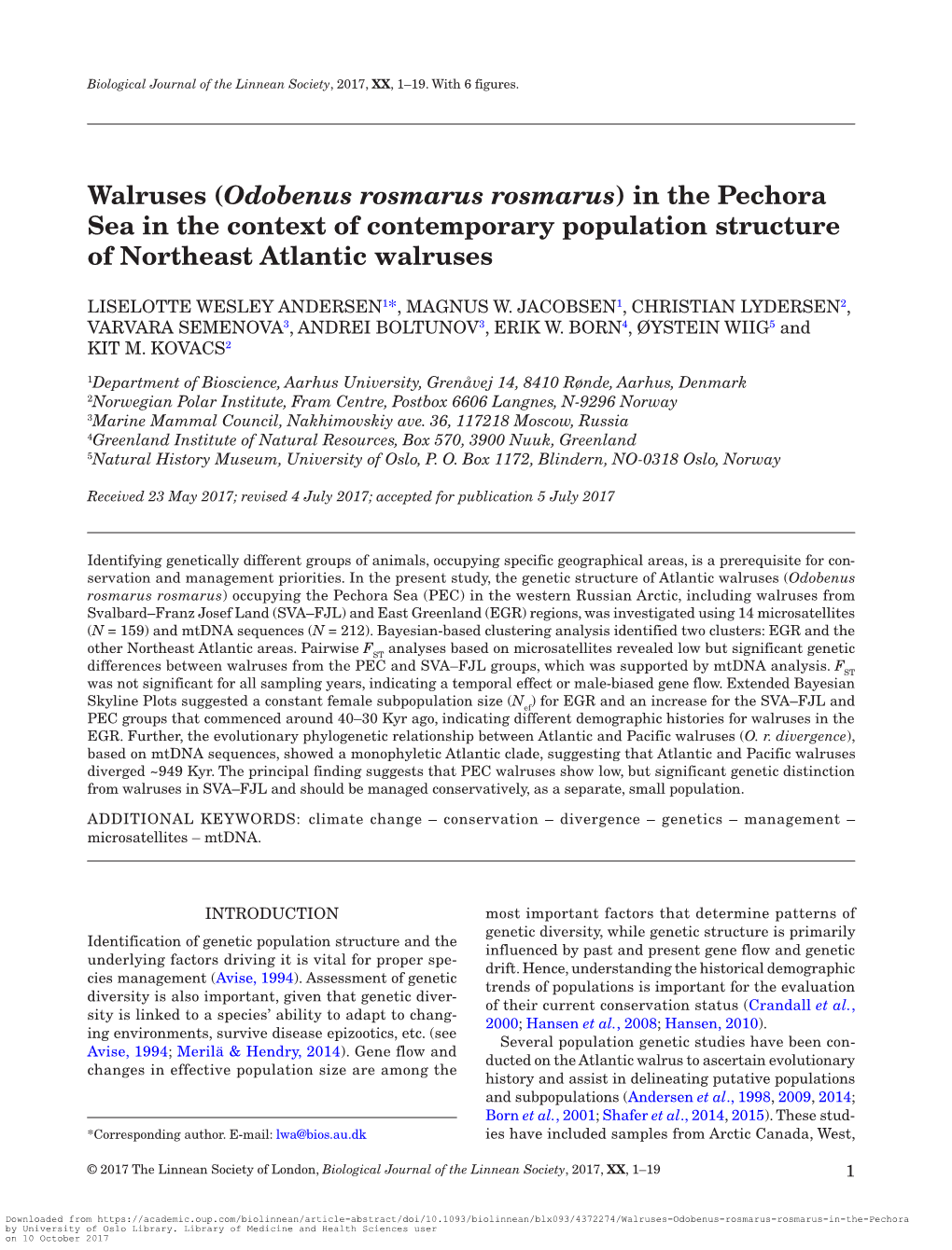 FI/18 Andersen-Et-Al.-2017-Walrus-Geneticspechora