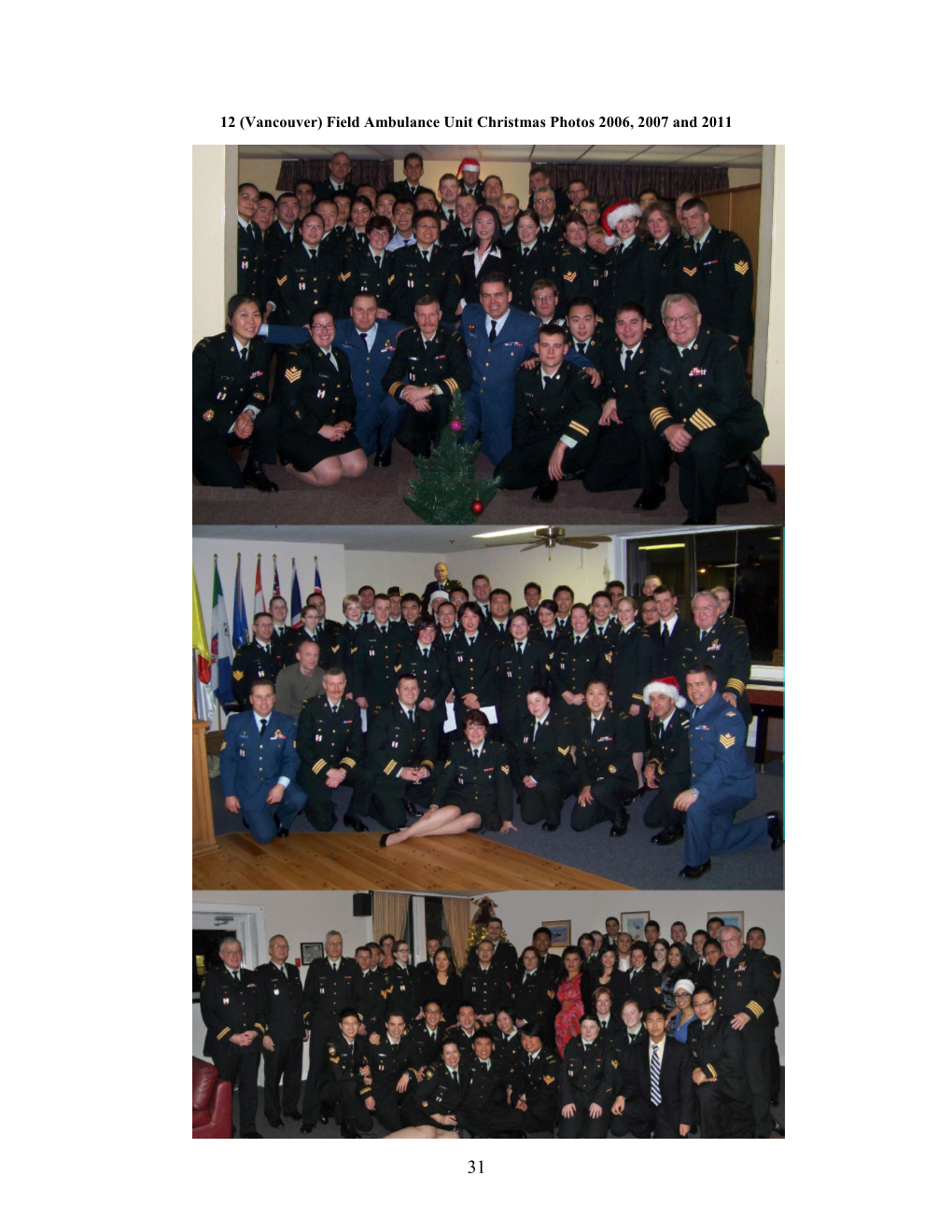 12 (Vancouver) Field Ambulance Unit Christmas Photos 2006, 2007 and 2011