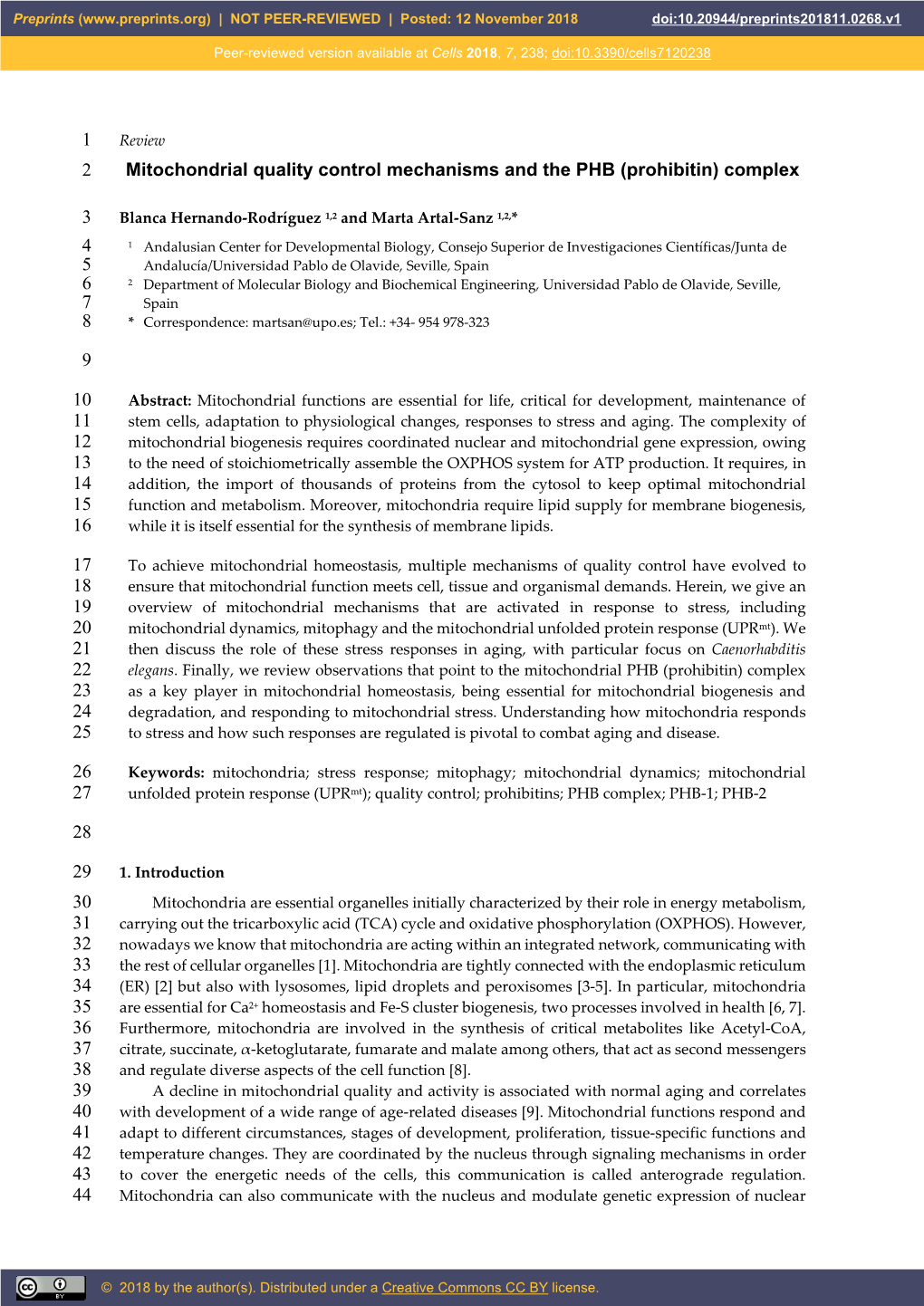 1 Mitochondrial Quality Control Mechanisms and the PHB (Prohibitin)