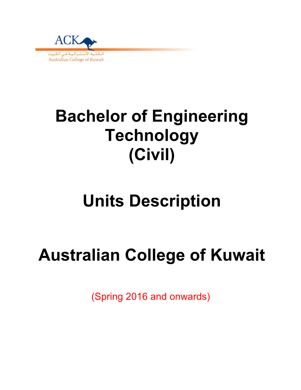 Bachelor of Engineering Technology (Civil)