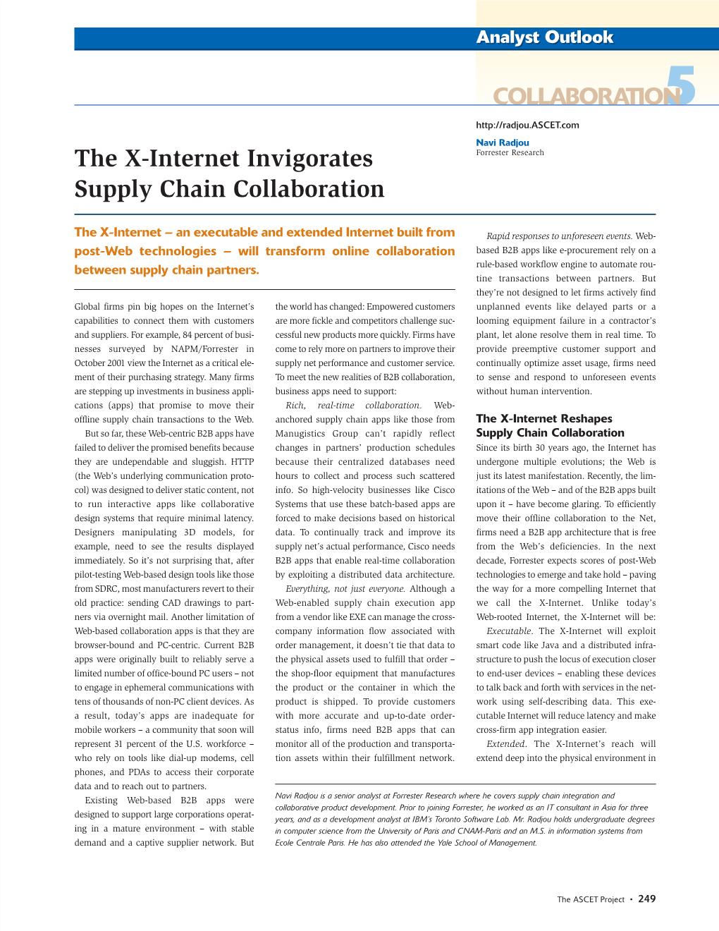The X-Internet Invigorates Supply Chain Collaboration