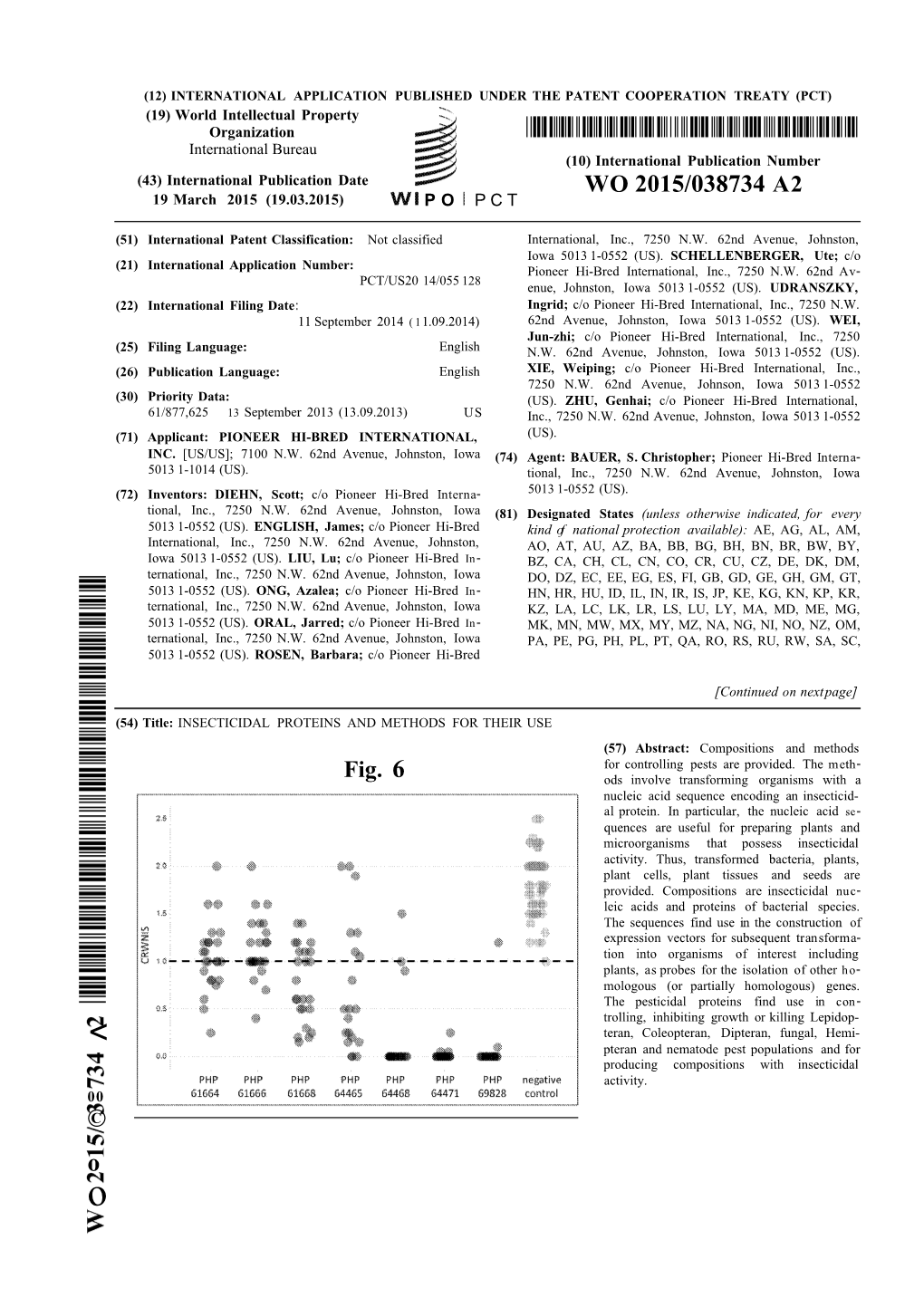 WO 2015/038734 A2 19 March 2015 (19.03.2015) P O P C T