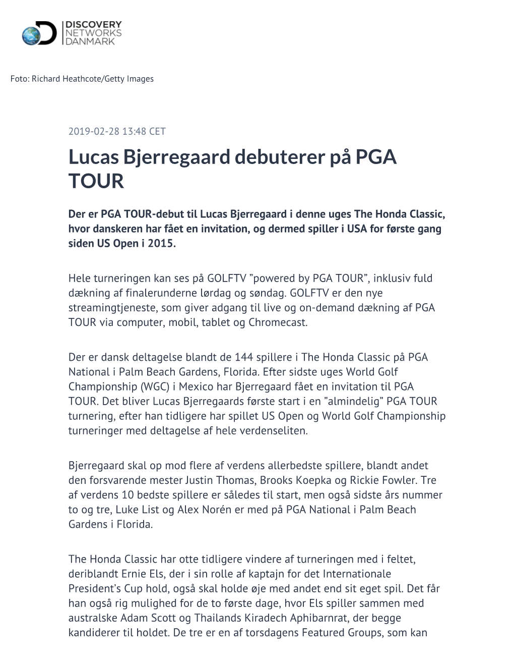 Lucas Bjerregaard Debuterer På PGA TOUR