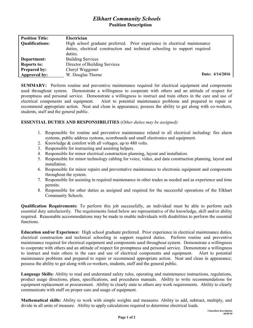 School District Position Description s4