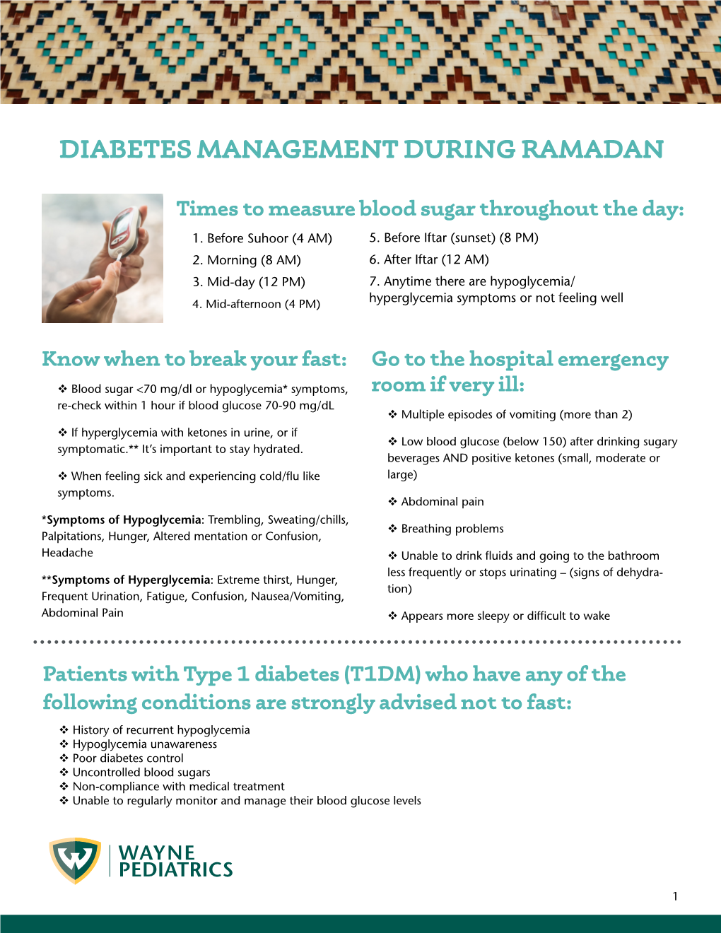 Diabetes Management During Ramadan