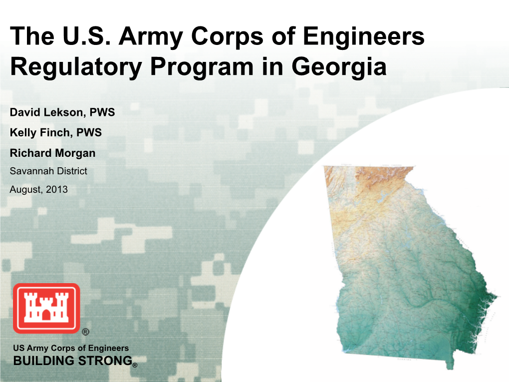 The U.S. Army Corps of Engineers Regulatory Program in Georgia