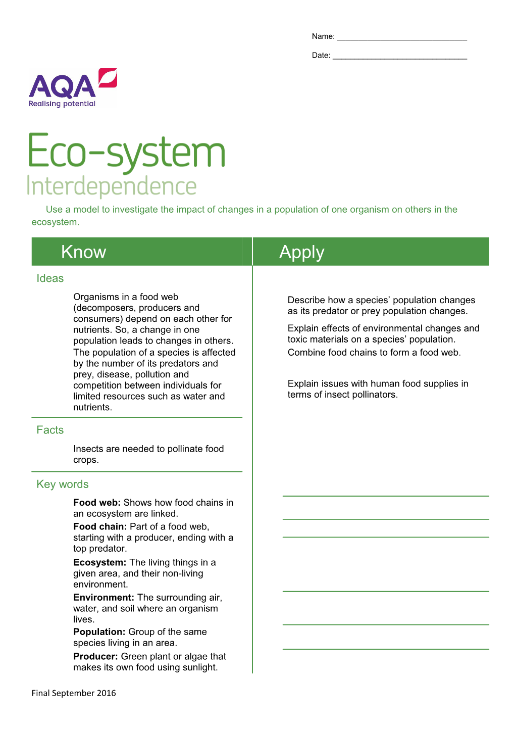 Use a Model to Investigate the Impact of Changes in a Population of One Organism on Others