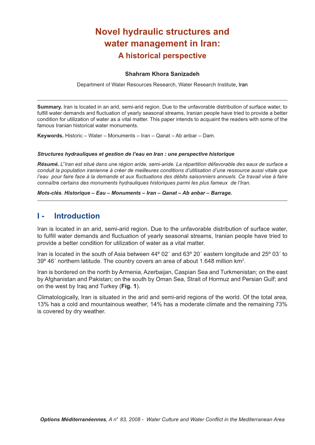 Novel Hydraulic Structures and Water Management in Iran: a Historical Perspective