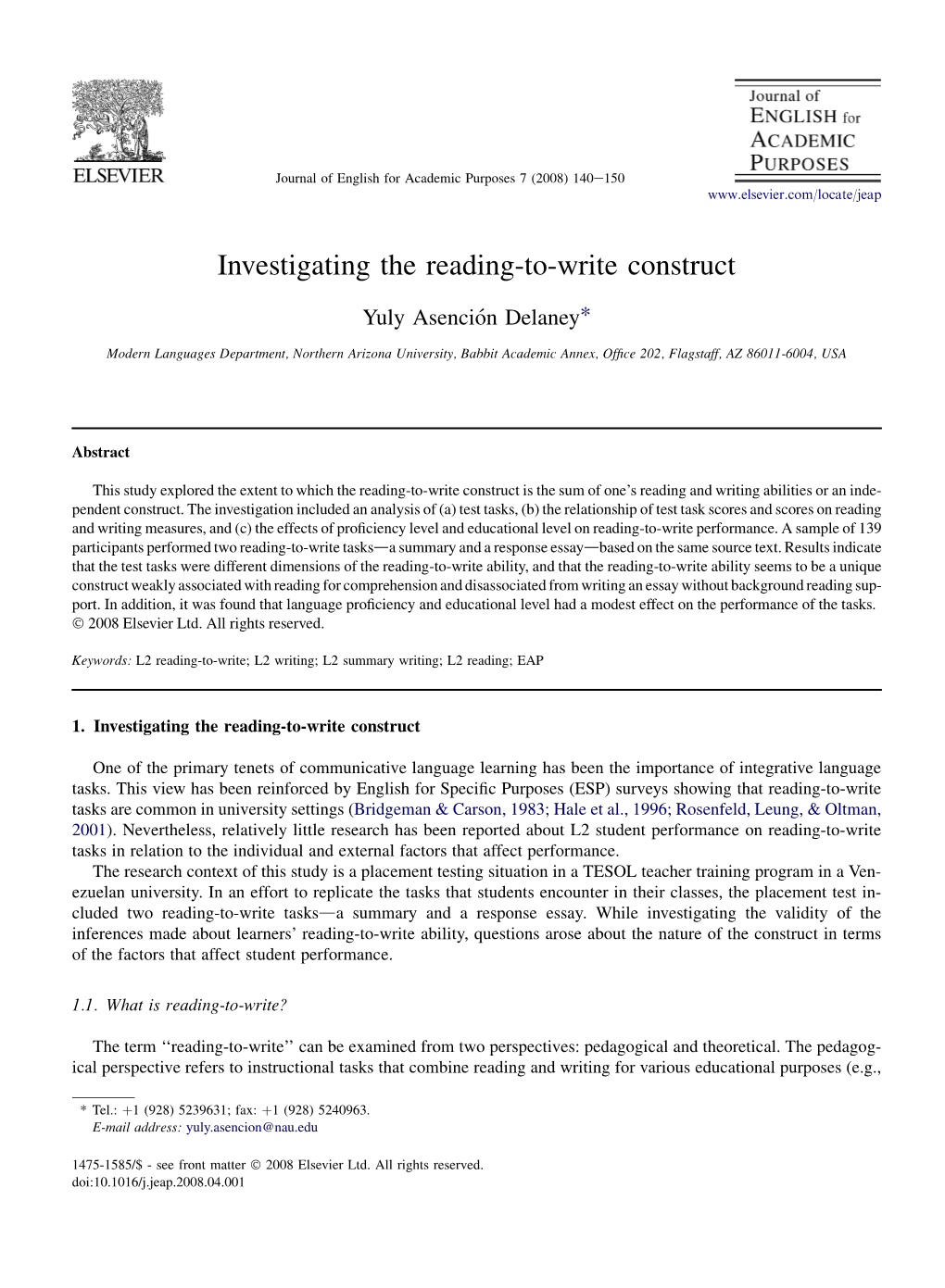 Investigating the Reading-To-Write Construct