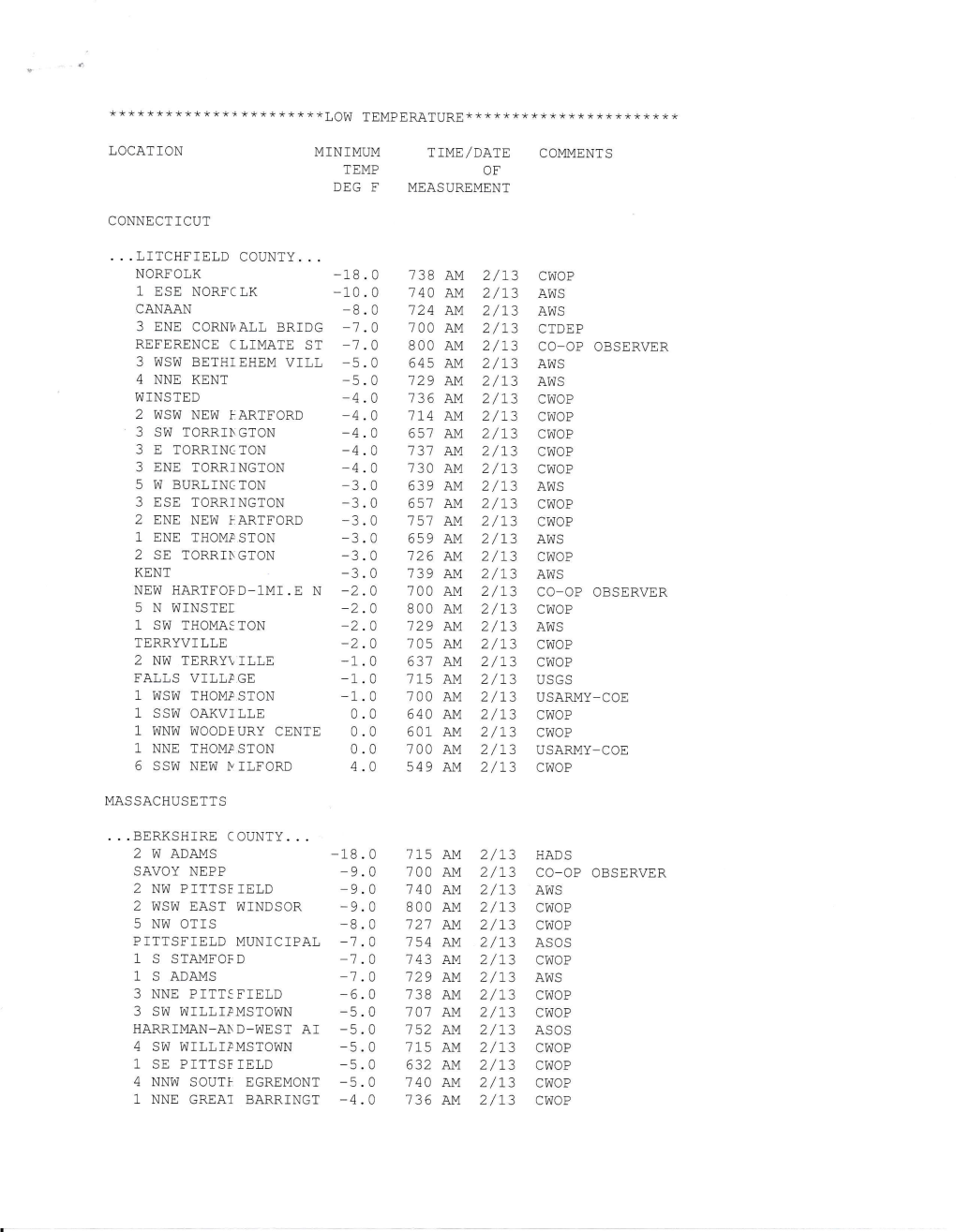 Low Temperatures