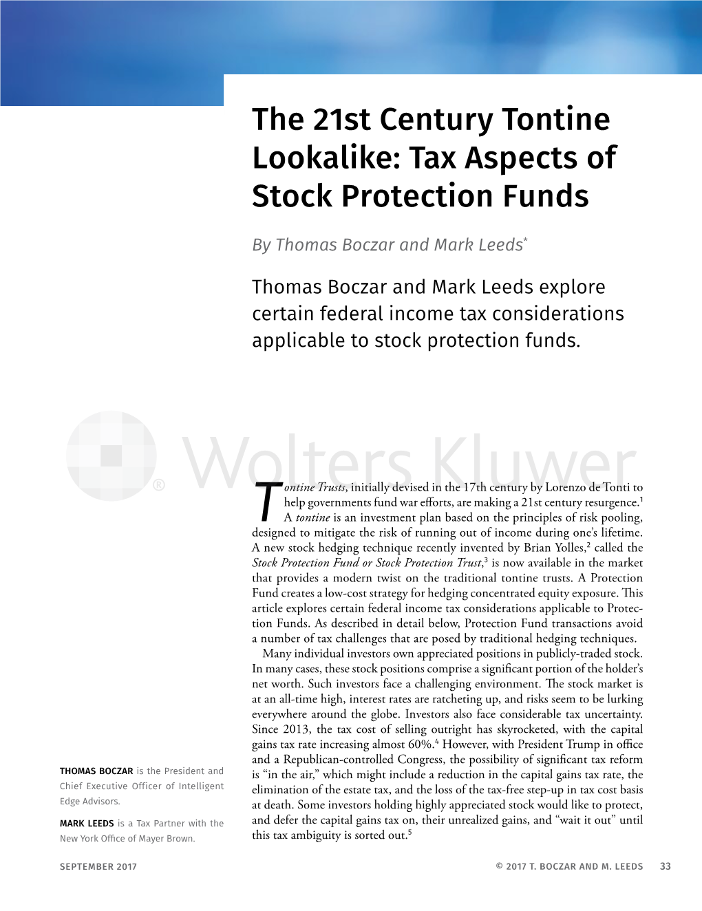 The 21St Century Tontine Lookalike: Tax Aspects of Stock Protection Funds