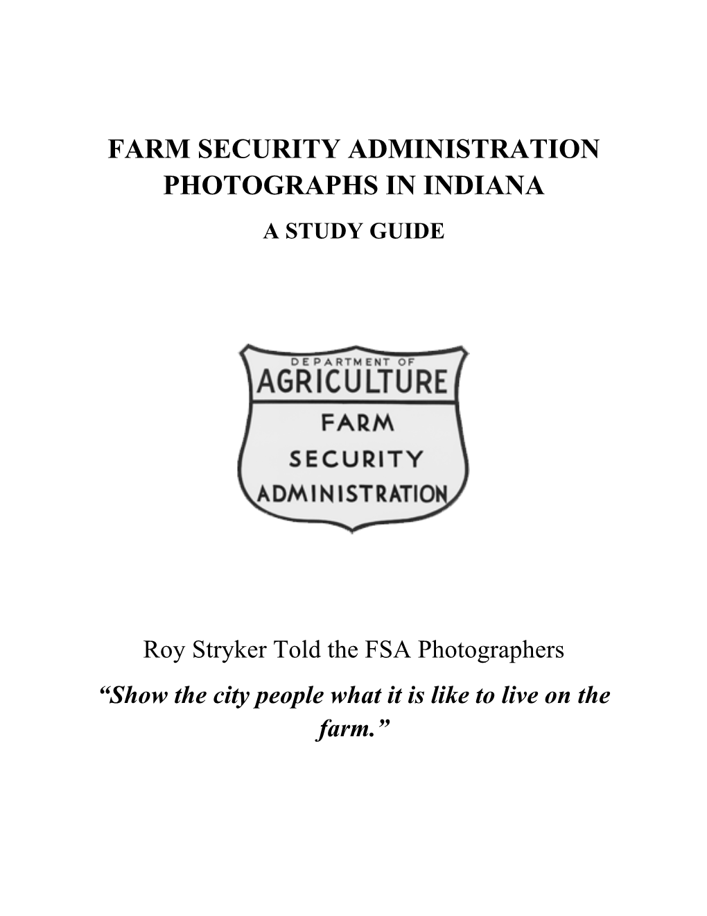 Farm Security Administation Photographs in Indiana