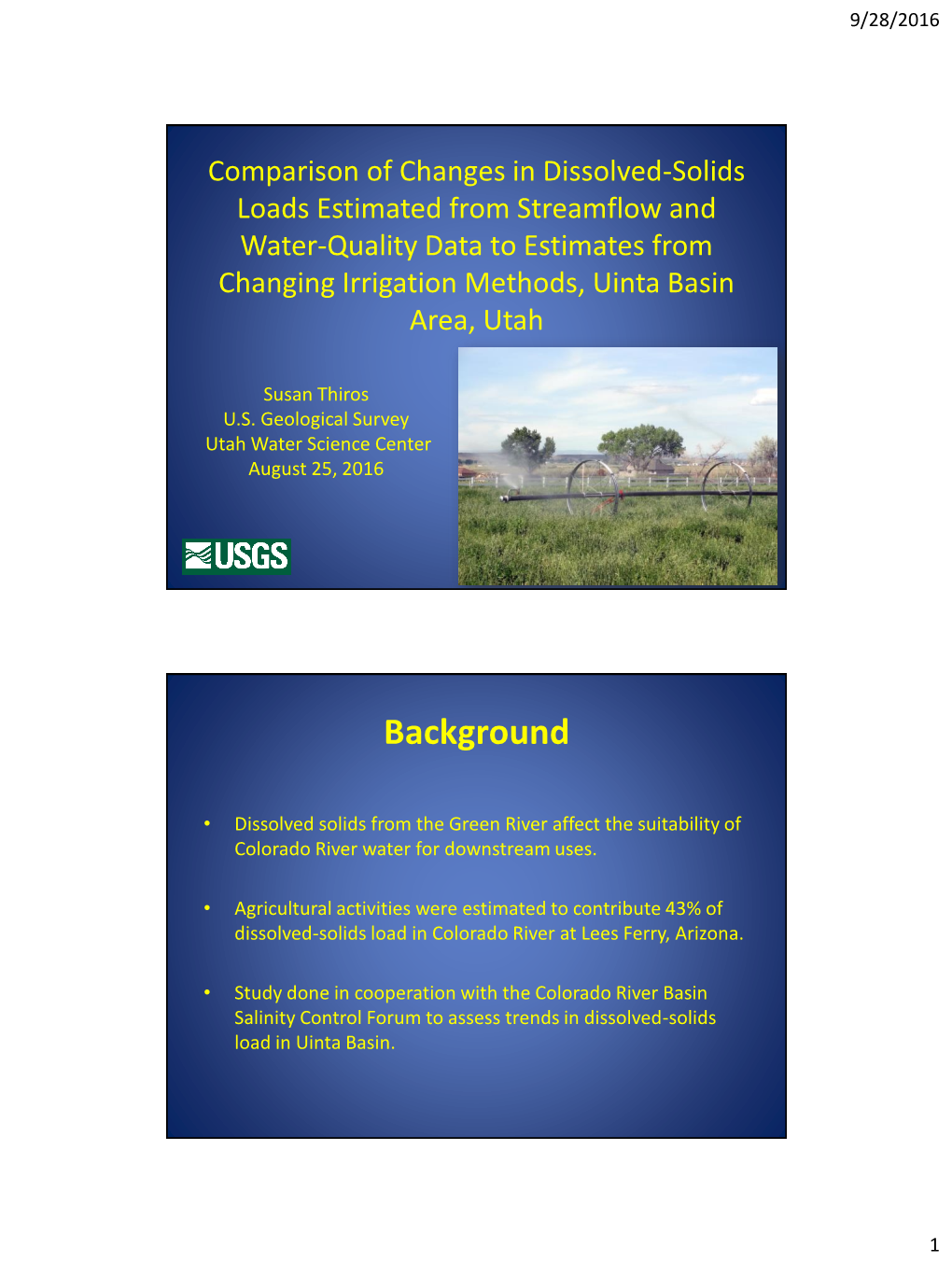 Salinity Loads and Trends in the Duchesne River Basin and Parts of the Middle Green River Basin, Utah