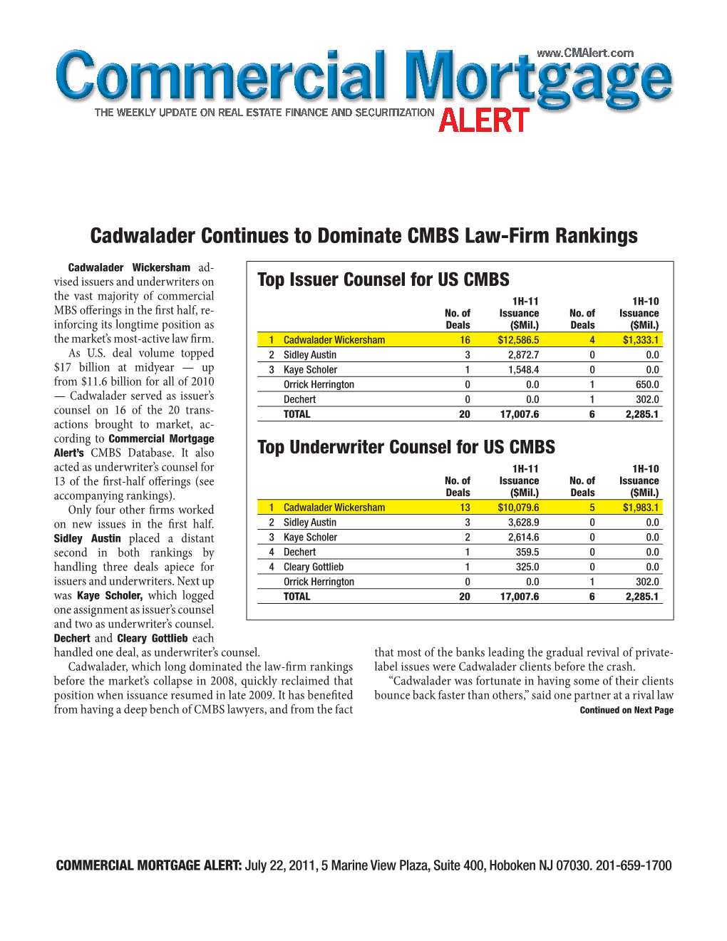 Commercial Mortgage Alert’S CMBS Database