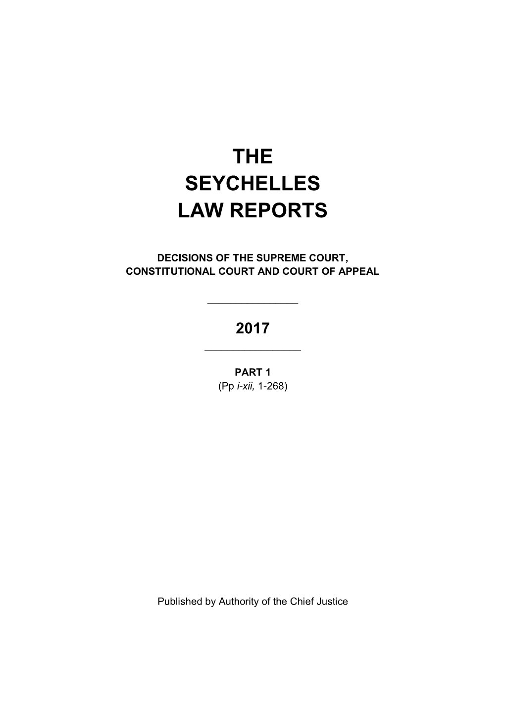 The Seychelles Law Reports