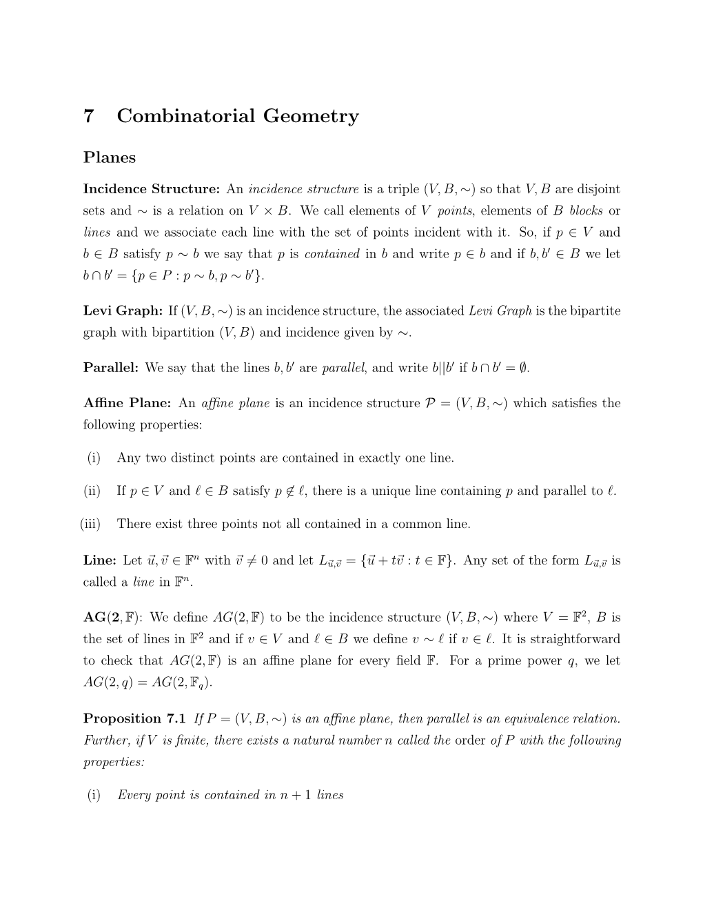 7 Combinatorial Geometry