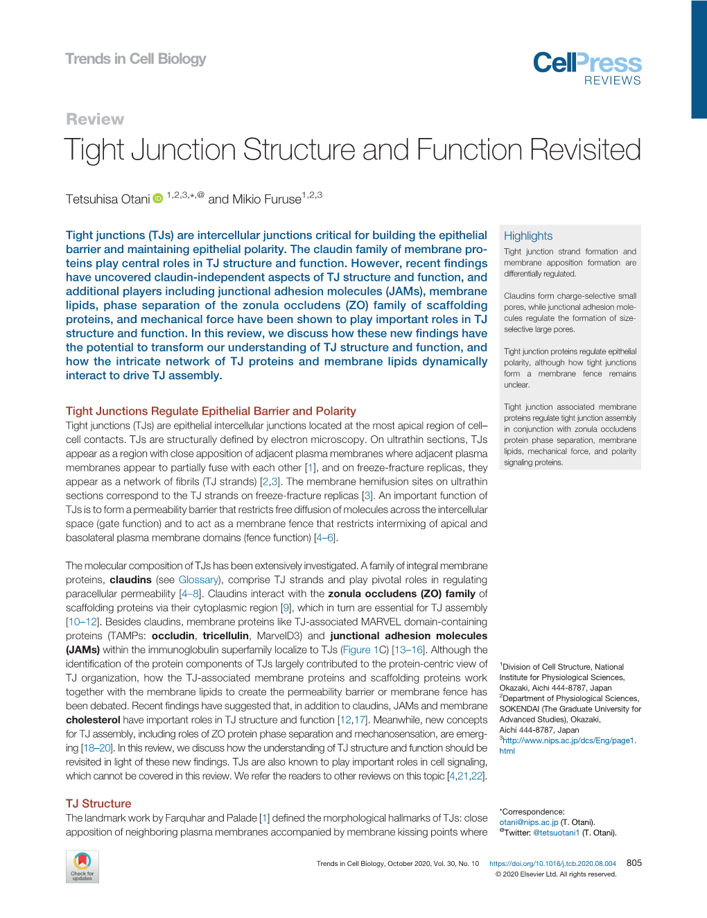Tight Junction Structure and Function Revisited