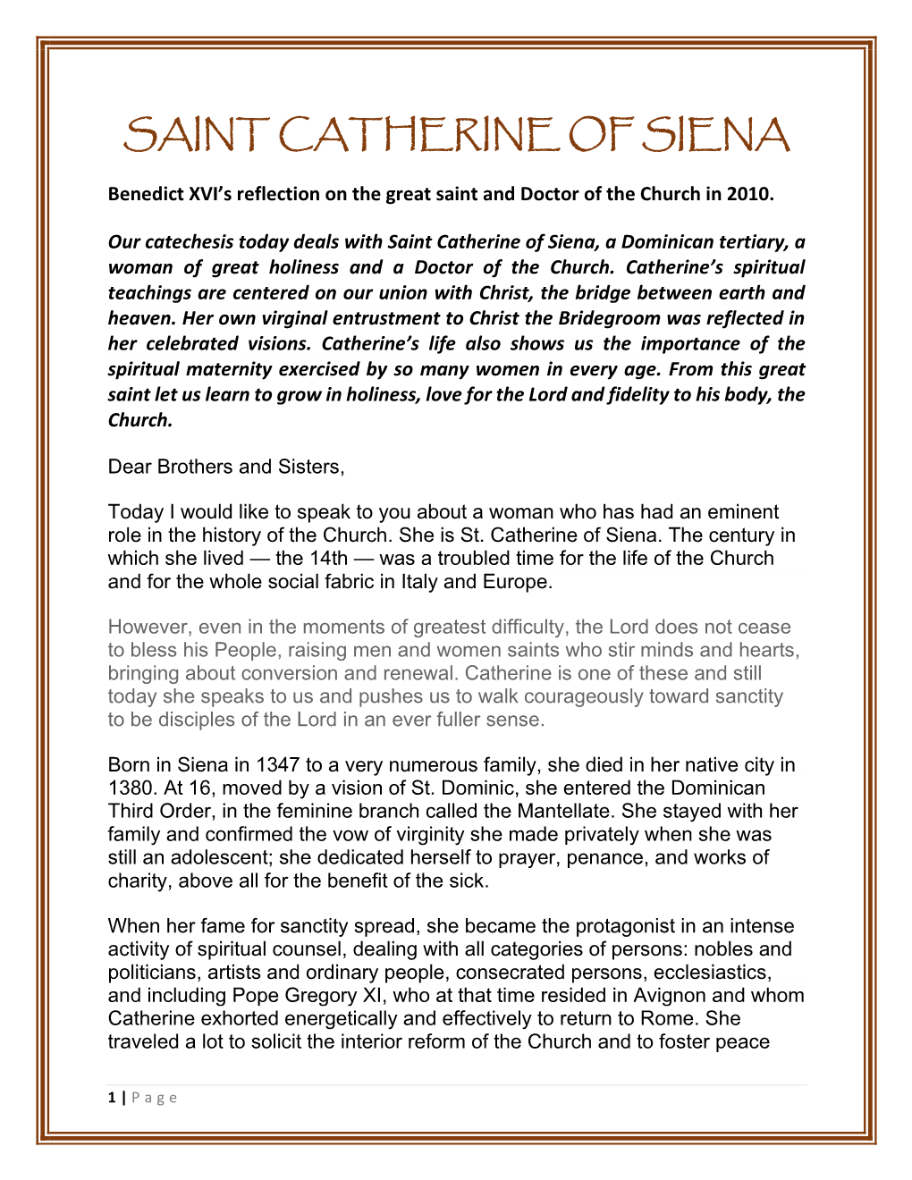 Saint Catherine of Siena