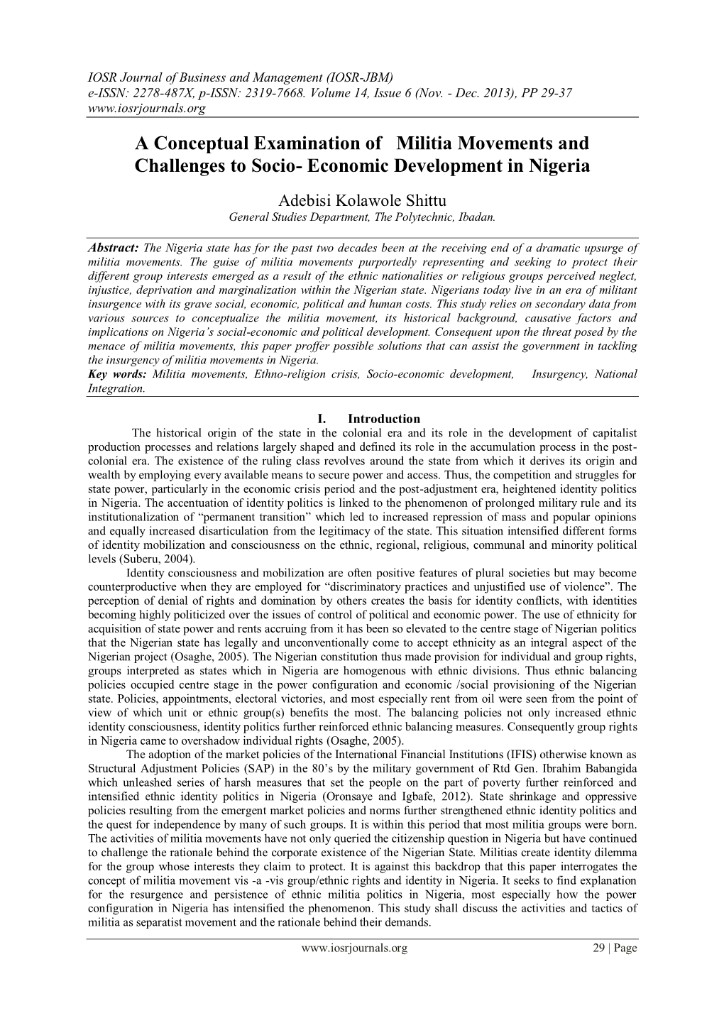 Economic Development in Nigeria