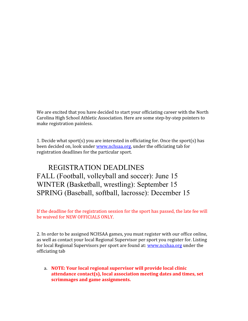 Registration Deadlines