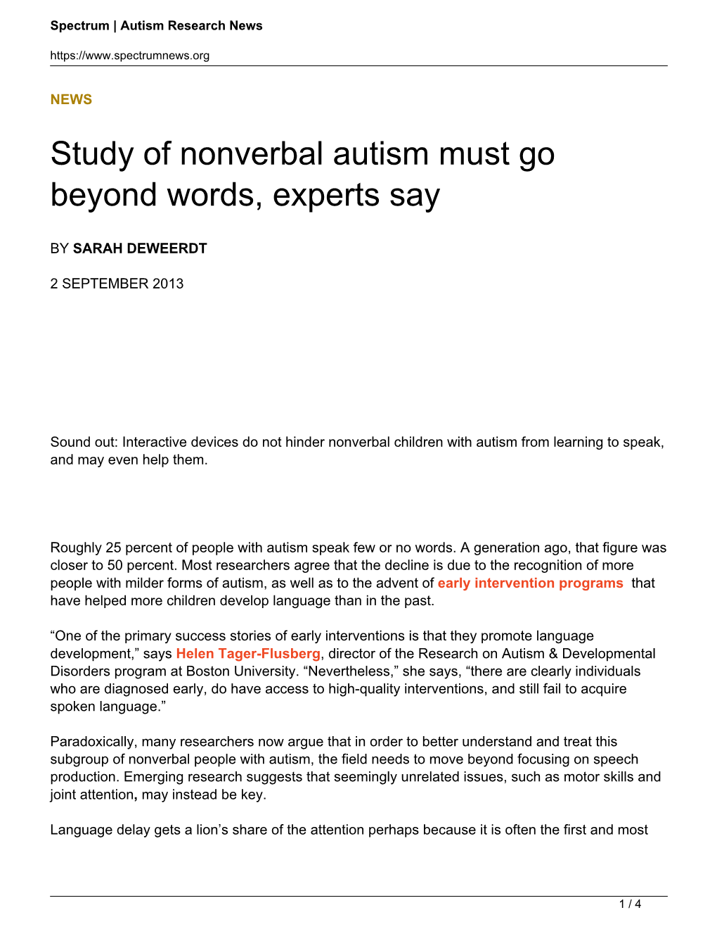 Study of Nonverbal Autism Must Go Beyond Words, Experts Say