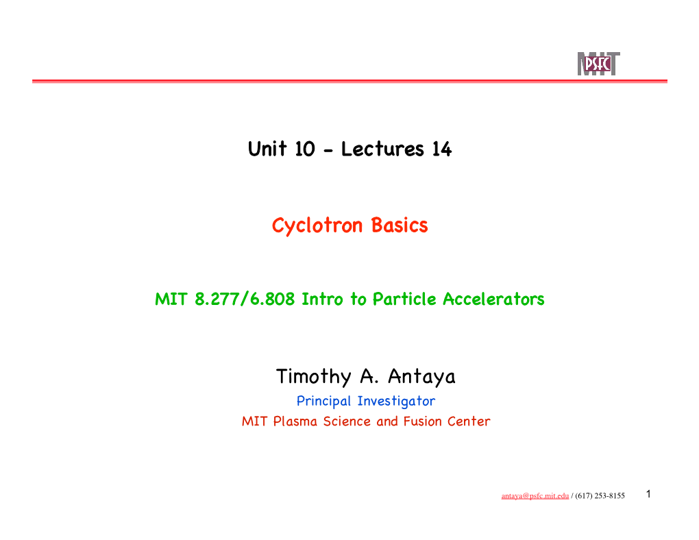 Cyclotron Basics