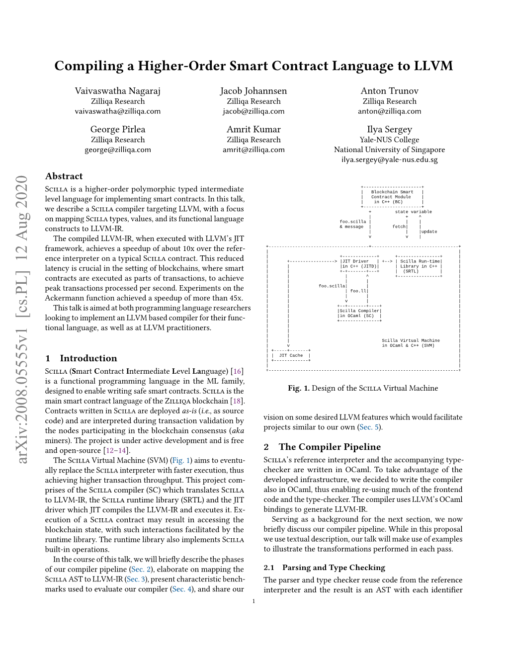 Compiling a Higher-Order Smart Contract Language to LLVM