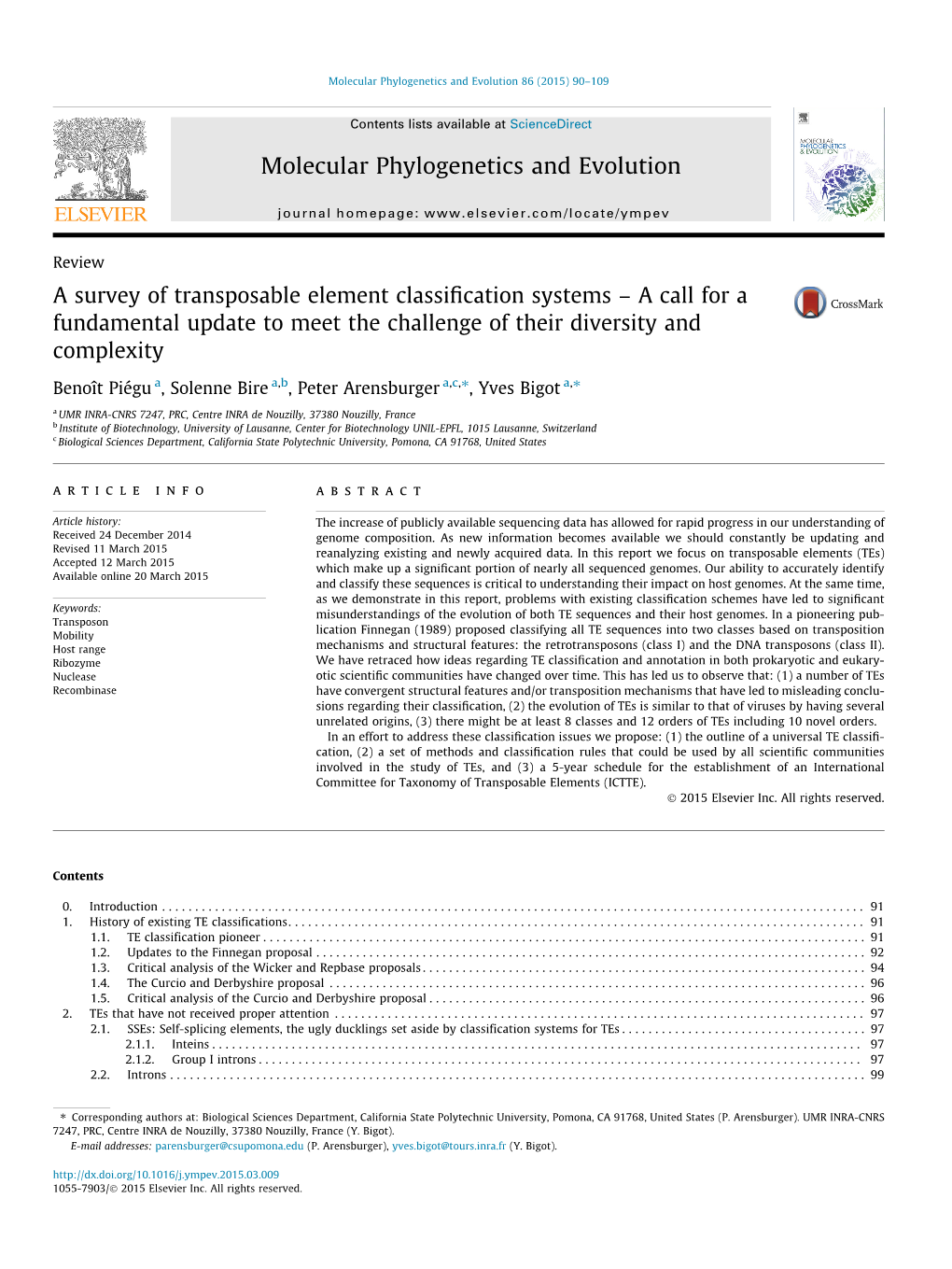 A Survey of Transposable Element Classification Systems Â