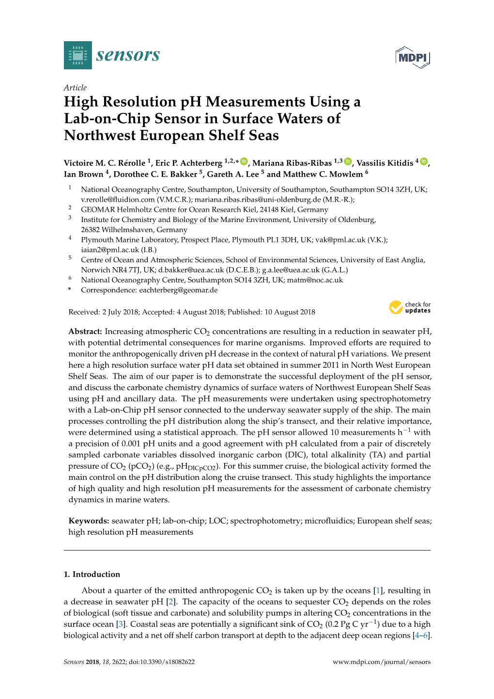 High Resolution Ph Measurements Using a Lab-On-Chip Sensor in Surface Waters of Northwest European Shelf Seas