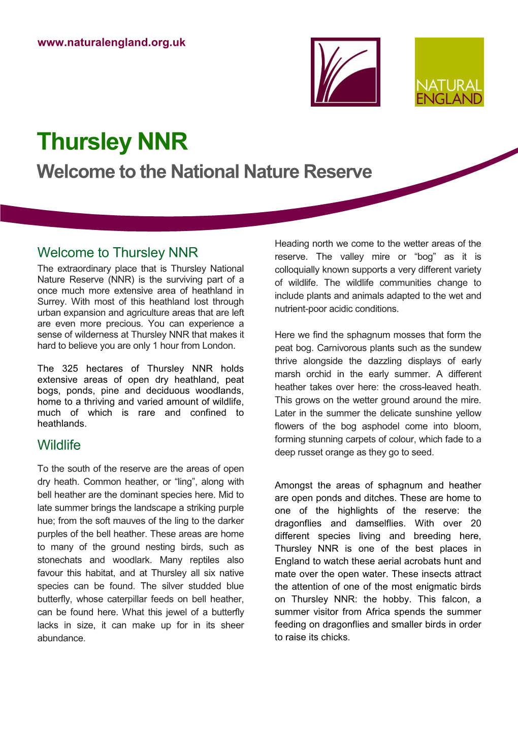 Thursley National Nature Reserve Welcome