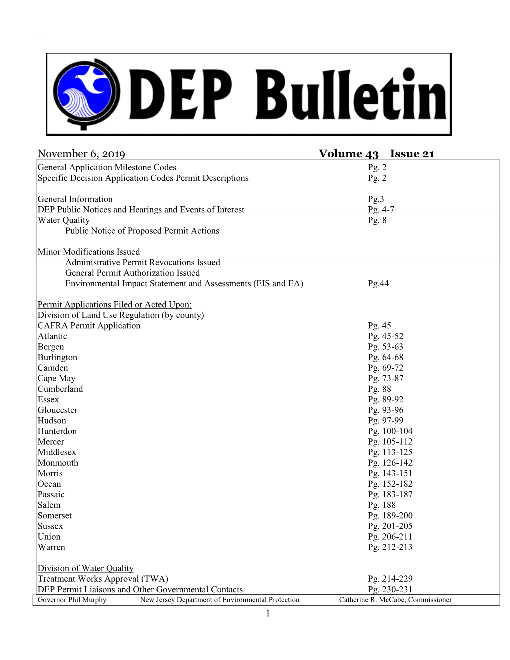 November 6, 2019 Volume 43 Issue 21 General Application Milestone Codes Pg