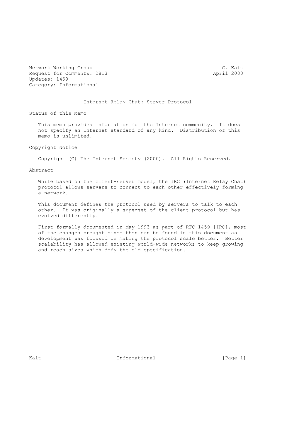 Informational Internet Relay