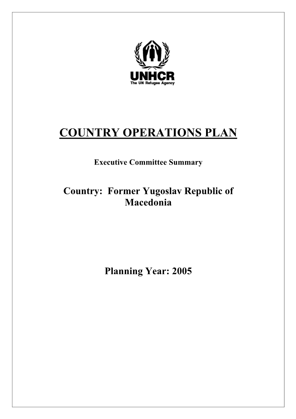 Country Operations Plan