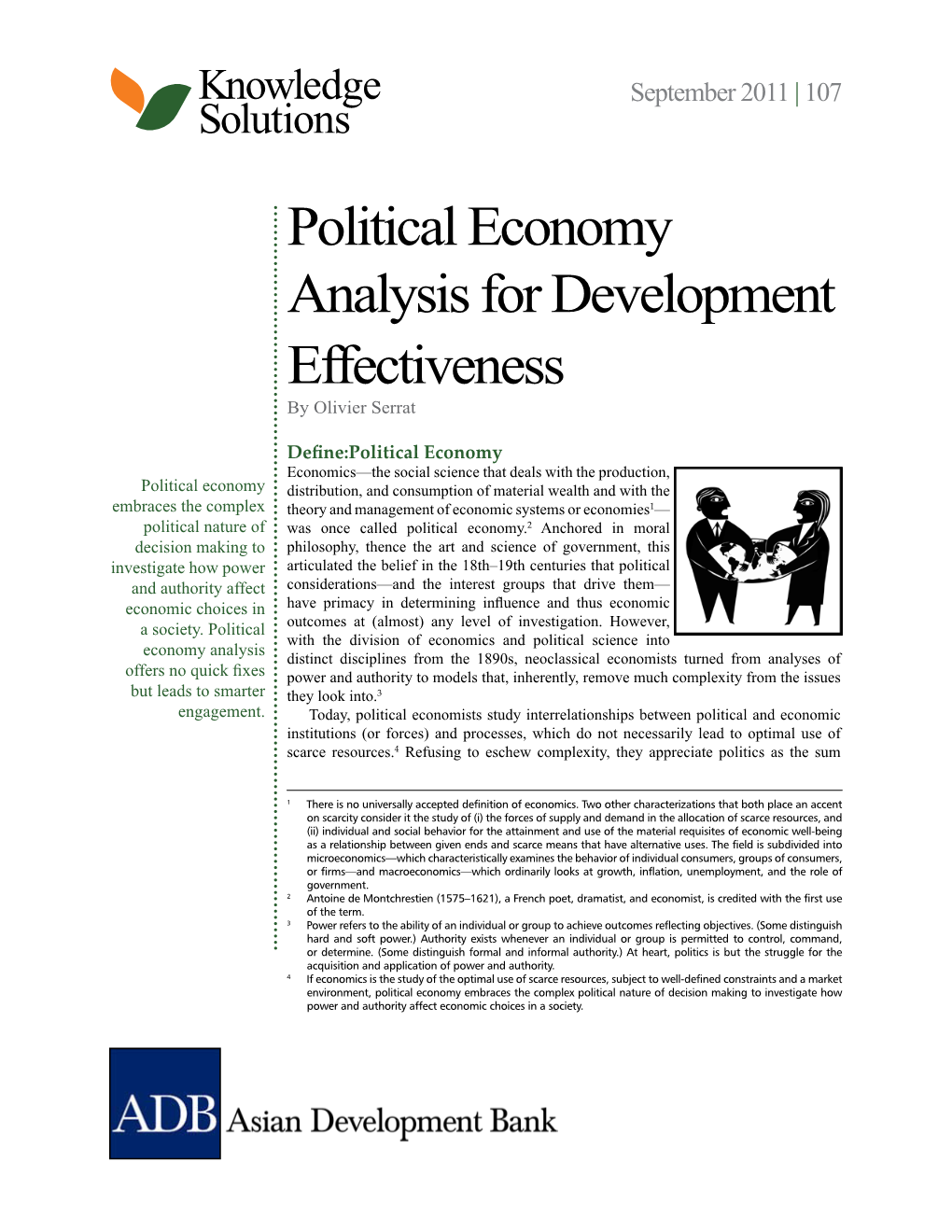 Political Economy Analysis for Development Effectiveness by Olivier Serrat