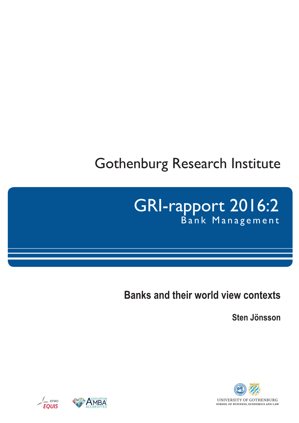 GRI-Rapport 2016:2 Bank Management