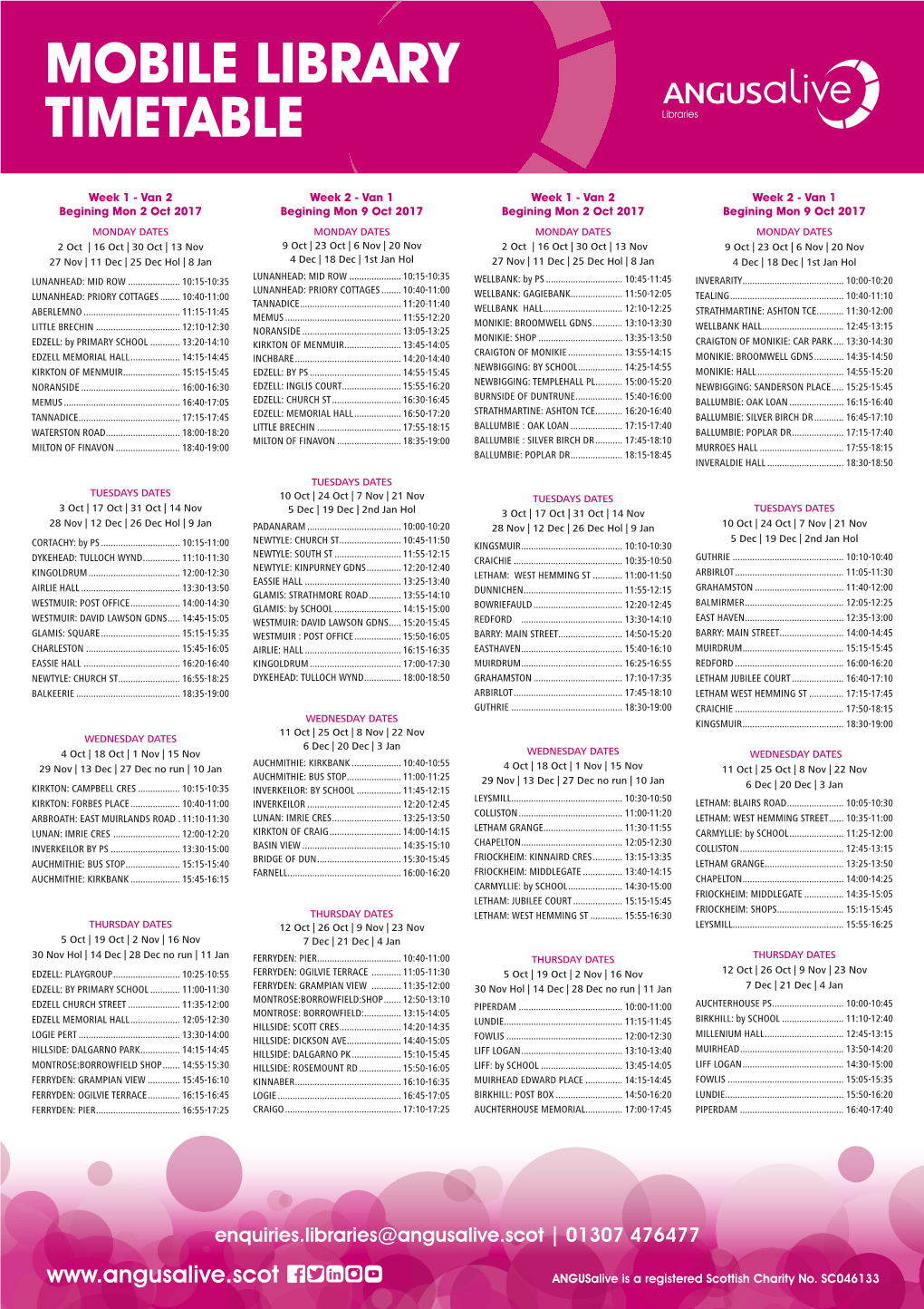 Mobile Library Route Timetable