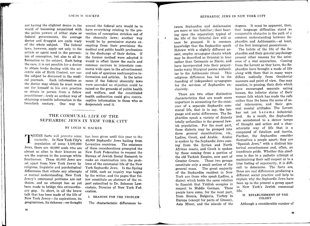 The Communal Life of the Sephardic Jews in New York City.Pdf