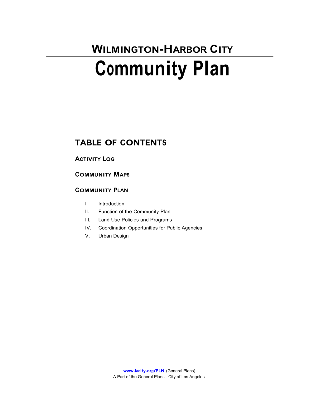 Wilmington-Harbor City Community Plan Update 97–0050 CPU 98-1619
