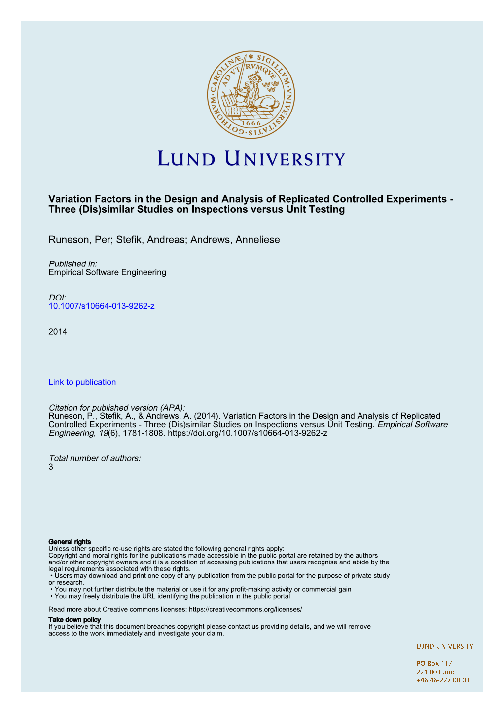 Variation Factors in the Design and Analysis of Replicated Controlled Experiments - Three (Dis)Similar Studies on Inspections Versus Unit Testing